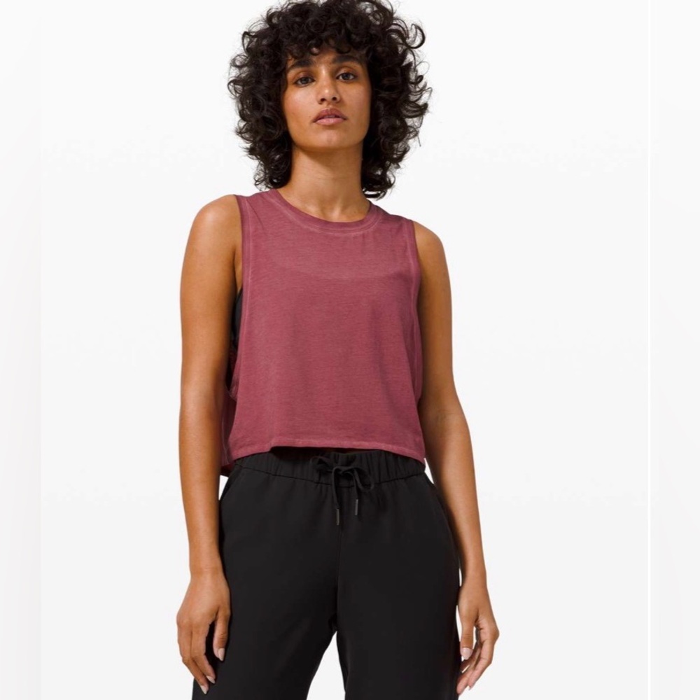 Lululemon Cut Back Crop Tank *Wash - Washed Chianti